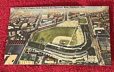 Aerial View Crosley Baseball Field Home of Cincinnati Reds Ohio OH Linen c1940 picture