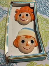 New Ripped Package Vintage Raggedy Ann And Andy Wall Hanging Kitsch 1970 picture