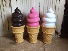 Blow Mold Giant Plastic Ice Cream Cone Displays Swirl Safe T Cup Lot Of 3 picture