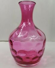 Vintage Cranberry Glass Thumbprint Coin Dot Barber Water Carafe Decanter Vase picture