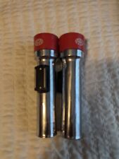 2-VINTAGE EverReady Flashlight Chrome Red Union Carbide NY USA **ONE WORKS picture
