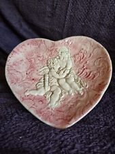 Italy CHERUBS Pink HEART Shape PLATE Rose Angel Floral Flowers Shabby Chic Beach picture