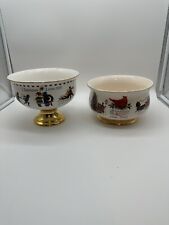 Set of 2 Charles Wysocki Teleflora Christmas Love 2000 Pedestal Bowls picture