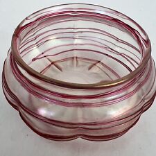 Antique Steuben Iridescent Cranberry Reeded Threaded Dish Gorgeous B562 picture