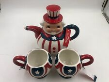 Johanna Parker Ceramic 9in July 4th Teapot & Mug Set CC02B16006 picture