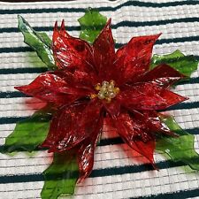MCM 1968 Christmas Acrylic Lucite Poinsettia Flower Holiday Decor C.K. Ind. 14” picture