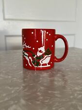Waechtersbach Red Christmas Santa Sleigh Flying Reindeer Coffee Mug West Germany picture