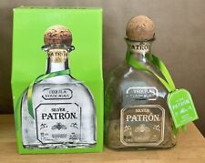 Patron Silver Tequila 1.75L empty Bottle w/Box Cork & Green Ribbon picture