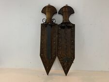 Vtg Possibly Ant Medieval Wall Hanging Sword & Mace Ball & Chain w/ Plaques picture