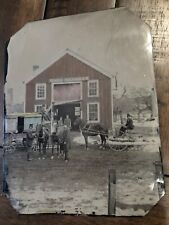 RARE Outdoor Occupational Tintype Photo Harness Shop Photographer Wagon 1800s picture