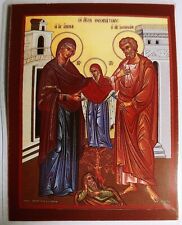 Saints Joachim and Anne with Virgin laminated icon prayer card picture