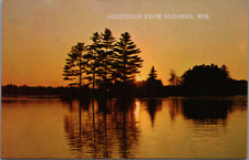 Greetings from Bloomer Wisconsin WI Golden Sunset Lake Reflection UNP picture