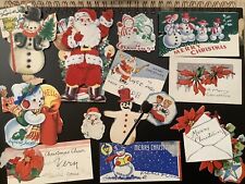 L583🌟Vintage 1920s LOT (13) Christmas to/from Used Gift Cards Tags Seals Folder picture