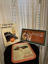 Coca Cola Metal Signs 1995 1993 And Unknown Tray Vintage picture