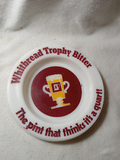 Vintage Whitbread Trophy Bitter 6 inch Milk Glass Ashtray (R381) picture