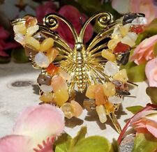 Handmade Solar Plexus. Manipura Chakra Crystals Beaded Butterfly Ornament picture