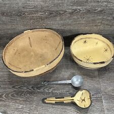 Vintage Nigerian Hand Carved Gourd Bowl Lot Of 2 Bowls & 2 Spoons/ See Photos picture