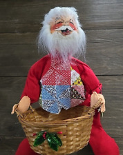 Annalee Dolls 12” Red Sitting Santa Doll Plush Basket Vintage 1971 Hangtag picture