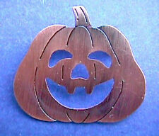 Russ PIN Halloween Vintage PUMPKIN Antiqued COPPER JOL Holiday Brooch picture