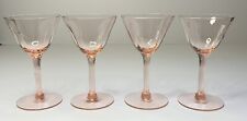 Vintage Tiffin Pink Depression Glass Set Of 4 Panel Optic Stemware 4.5” #14196 picture