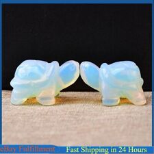 Natural White Opal Quartz Crystal Tortoise Healing Stone Carved Sea Turtle Decor picture