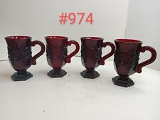 Vintage 1876 Cape Cod Ruby Red Avon Pedestal Mugs Coffee Tea 5