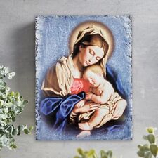 Madonna and Child Square Tile Plaque with Stand Virgin Mary Wall Decor picture