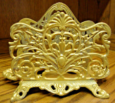 Vtg Gold Ornate Scrolled Heavy Brass Metal Napkin/Mail Letter Holder 4 feet  P22 picture