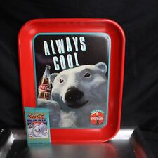 VTG Coca Cola Polar Bear Serving Tray 1993 + Sealed Collecting Cards 90s Coke picture