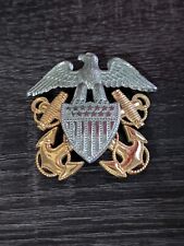 WWII 1/20 10K Gold & Sterling Navy Officer Hat Badge HEAVY EXCELLENT USED COND picture