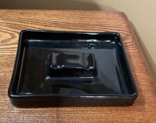 Vintage Black Glass Ashtray Recta Barware Ashtray  6.5” X 5” picture