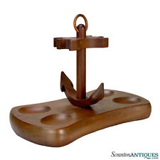 Vintage Traditional Walnut Anchor Motif Estate Pipe Holder Display picture