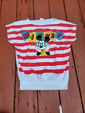 90s Vintage Mickey Mouse T Shirt Womens Size Medium Striped Scrunch Bottom picture