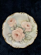 Vintage Decorative Plate Scalloped Edge Gold Trim Handpainted  Design. Pink. picture