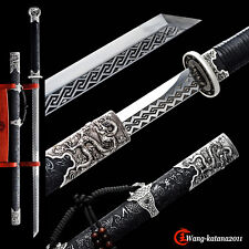 40'' Silver Dragon Ninja Sword 9260 Spring Steel Japanese Straight Sharp Ninjato picture