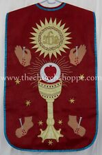 RED Roman Fiddleback Chasuble&Dalmatic chasuble FIVE WOUNDS OF CHRIST EMBROIDERY picture