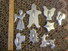 Vintage Aluminum Cookie Cutter lot of 8 Santa Star Gingerbread Man Holly Reindee picture