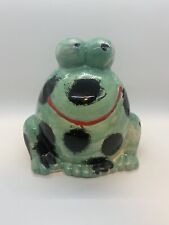 Vintage Handmade Green Frog Froggy Frogger Coin Bank picture
