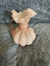 Vintage Ruffled Top Fenton Dusty Rose Pink Melon Glass Pitcher picture