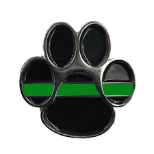 CL6-011 K9 Paw Thin Green Line Canine Lapel Pin Police Deputy Sheriff Border Pat picture