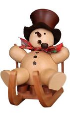 German Incense Smoker Snowman on Sleigh natural - 10,5cm / 4inch - Christian ... picture
