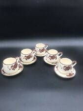 VTG set of 5 Floral Tonala Style Hand Painted Coffee Cups And Saucers picture