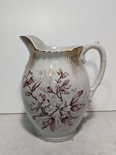 Fremont antique ceramic pitcher, White With Floral/Leaves Design picture