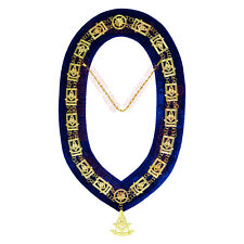 Masonic Past Master Metal Chain Collar Blue Backing + Free Jewel picture
