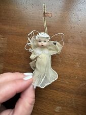 Vintage Christmas Porcelain Head Angel Wand Tulle Ornament  3” - Japan picture
