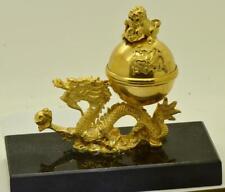 Antique Desk Clock Chinese Qing Dynasyty Verge Fusee Dragon Fu Dog Gilt Bronze picture