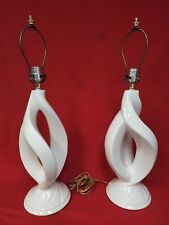 Pair of 1960's White Mid Century Modern Ceramic Helix Lamp picture