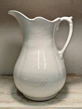 Large Anchor Pottery Trenton NJ Late Victorian White Ironstone Pitcher Farmhouse picture