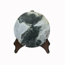 Chinese Natural Dream Stone Round White Fengshui Plaque Display ws2263 picture