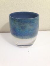 GLASSYBABY Votive Candle Holder Dark & Light Speckles blue teal white iridescent picture